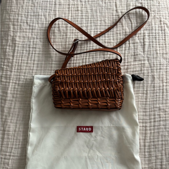STAUD Handbags - STAUD Acute Brown Woven Bag